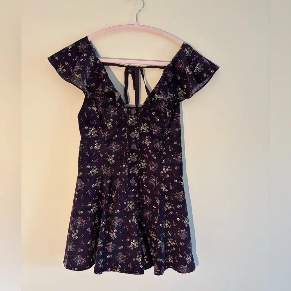 Free People Purple Corduroy Floral Romper Size XS - Picture 2 of 9